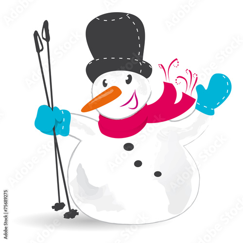 Schneemann mit Ski