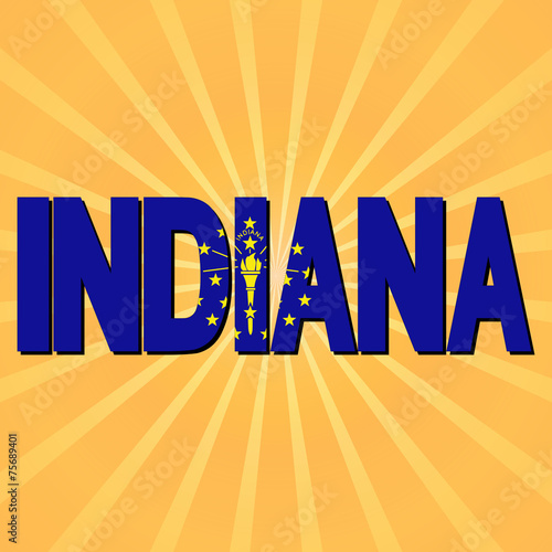 Indiana flag text with sunburst illustration photo