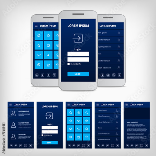 vector conception of blue mobile user interface