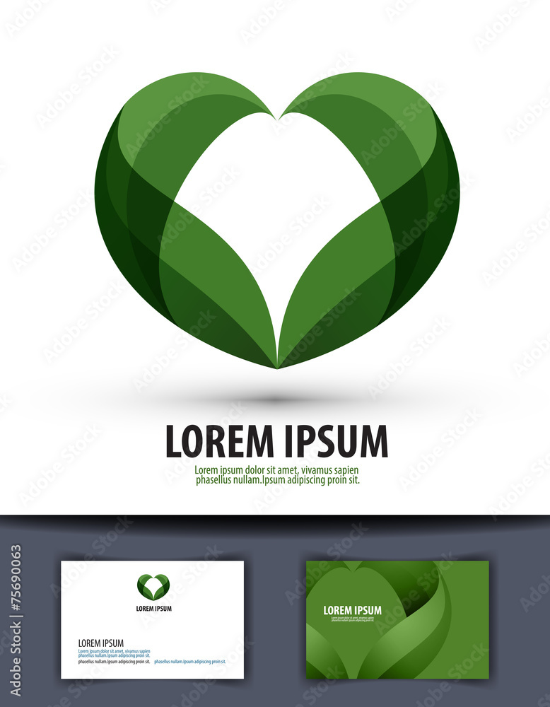 Ecology. The leaves are heart-shaped. Logo, icon, template, Ecology. The leaves are heart-shaped. Logo, icon, template,