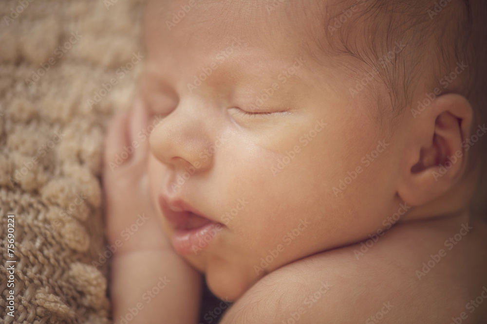 Horizontal Portrait of Newborn Baby Sleeping Peacefully Horizontal Portrait of Newborn Baby Sleeping Peacefully