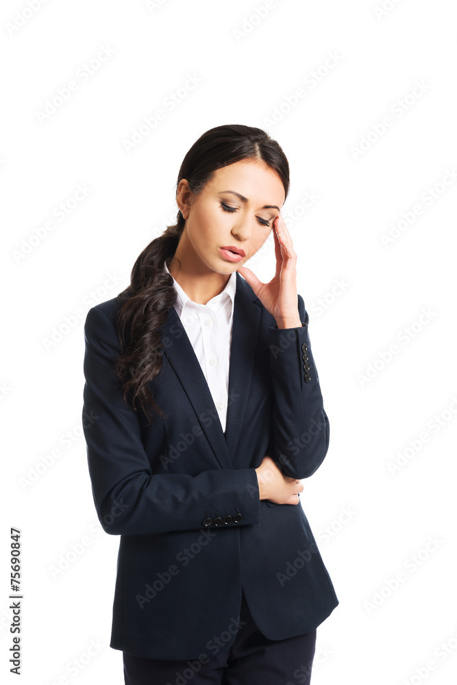 Businesswoman tired because of troubles Businesswoman tired because of troubles