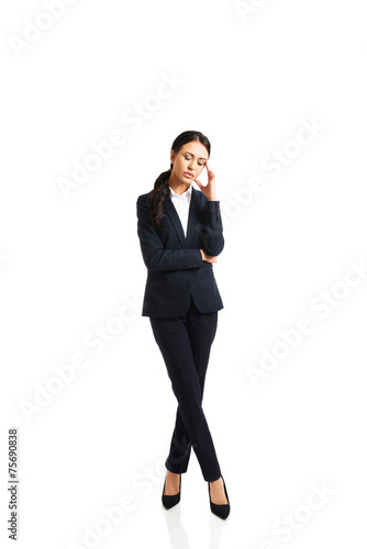 Businesswoman tired because of troubles
