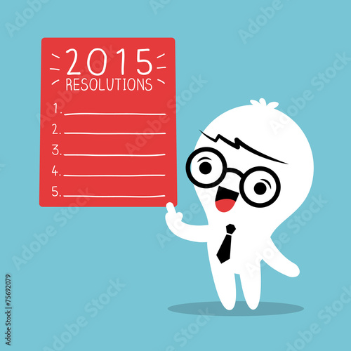Smiling businessman with 2015 new year resolutions list