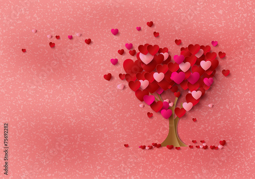 Paper Cut Red Heart Tree for Valentine's Day