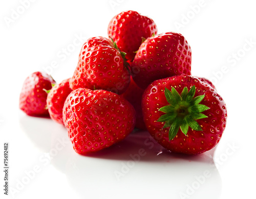 strawberry on white reflexive background