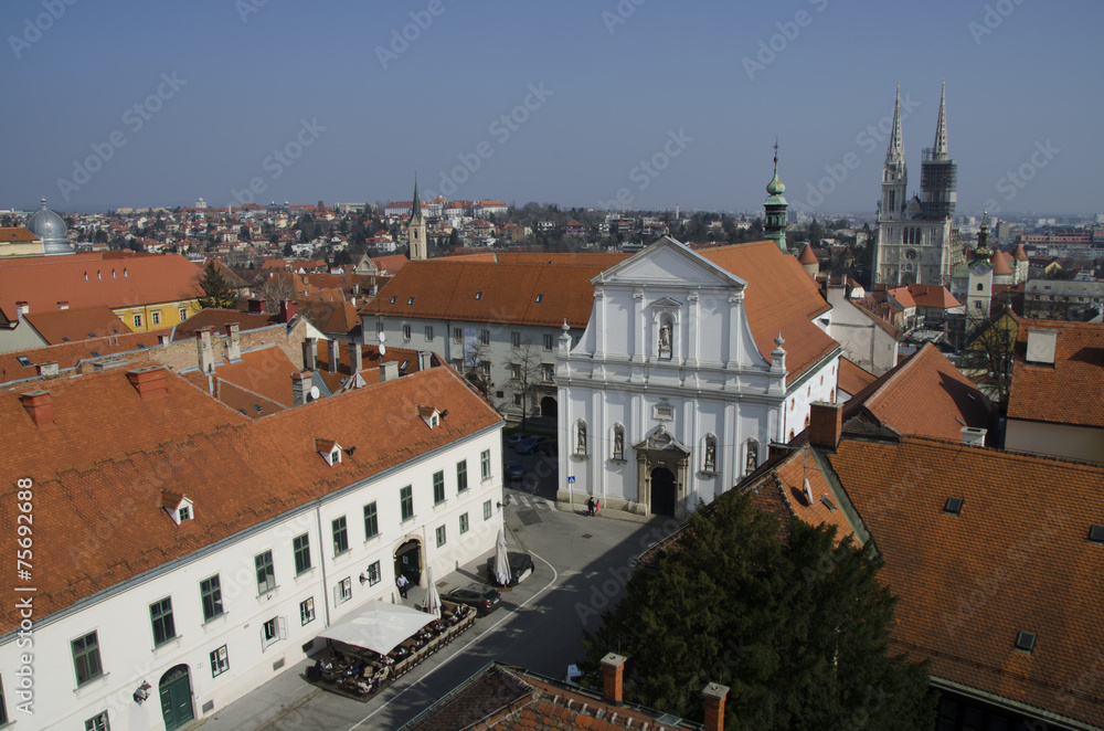 Fototapeta premium upper town from lotrscak tower, zagreb