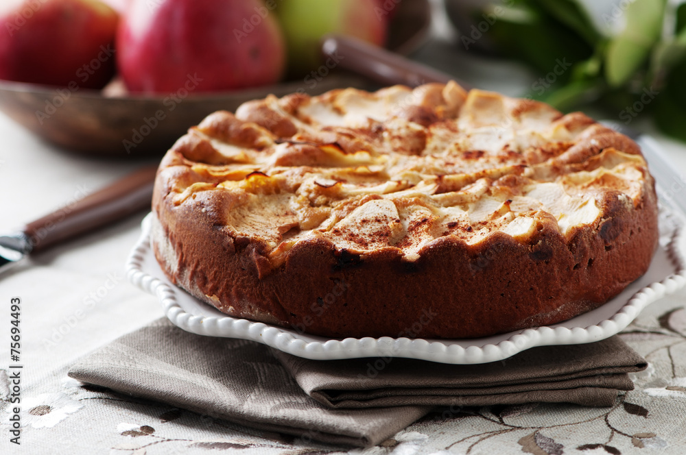 Homemade sweet apple pie, selective focus Homemade sweet apple pie, selective focus