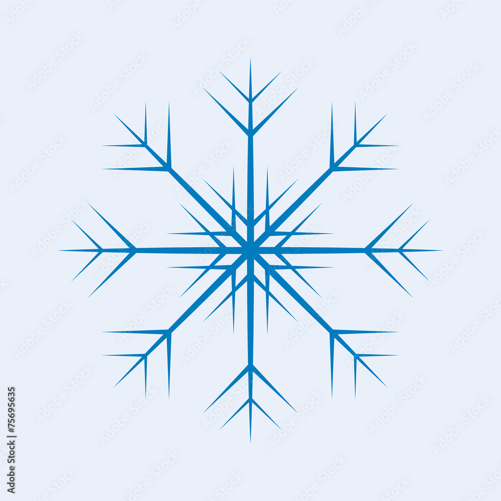 One isolated blue vector snowflake