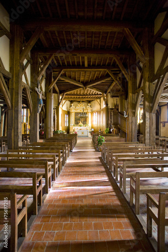 interior of church in Outines, Champagne, France