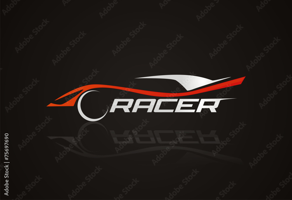 Car racer kogo icon vector - obrazy, fototapety, plakaty 