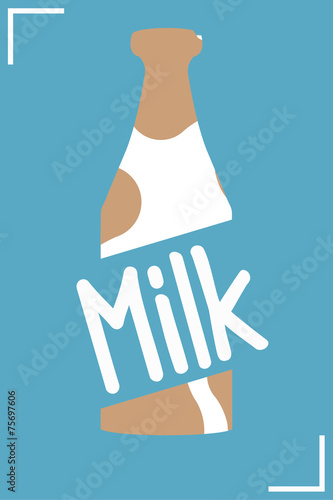 milk bottle illustration over blue color background