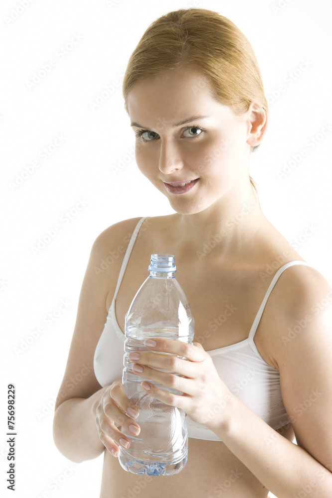 portrait of woman with bottle of water