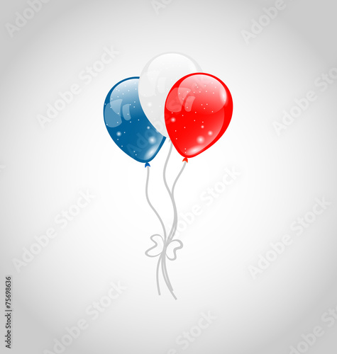 Flying balloons in american flag colors