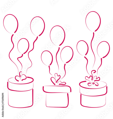 Set gift boxes with balloons for your anniversary