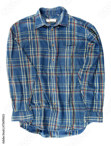 Man's blue cotton plaid shirt