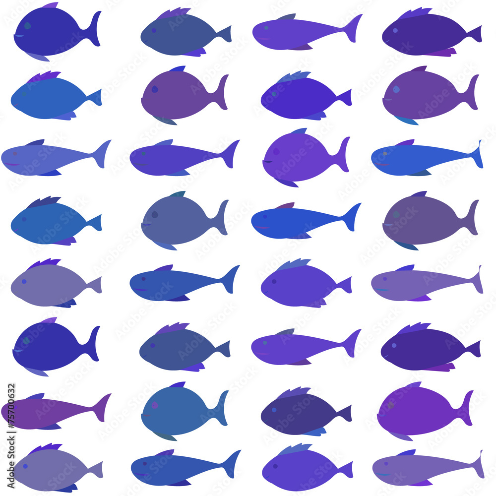seamless vector pattern with school of fish