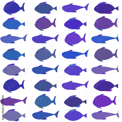 seamless vector pattern with school of fish
