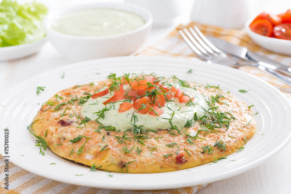 dietary omelette with carrot and green yogurt sauce dietary omelette with carrot and green yogurt sauce