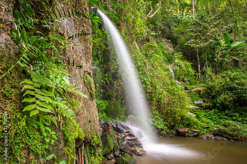 Long exposure shot of a beautiful waterfall in the jungle