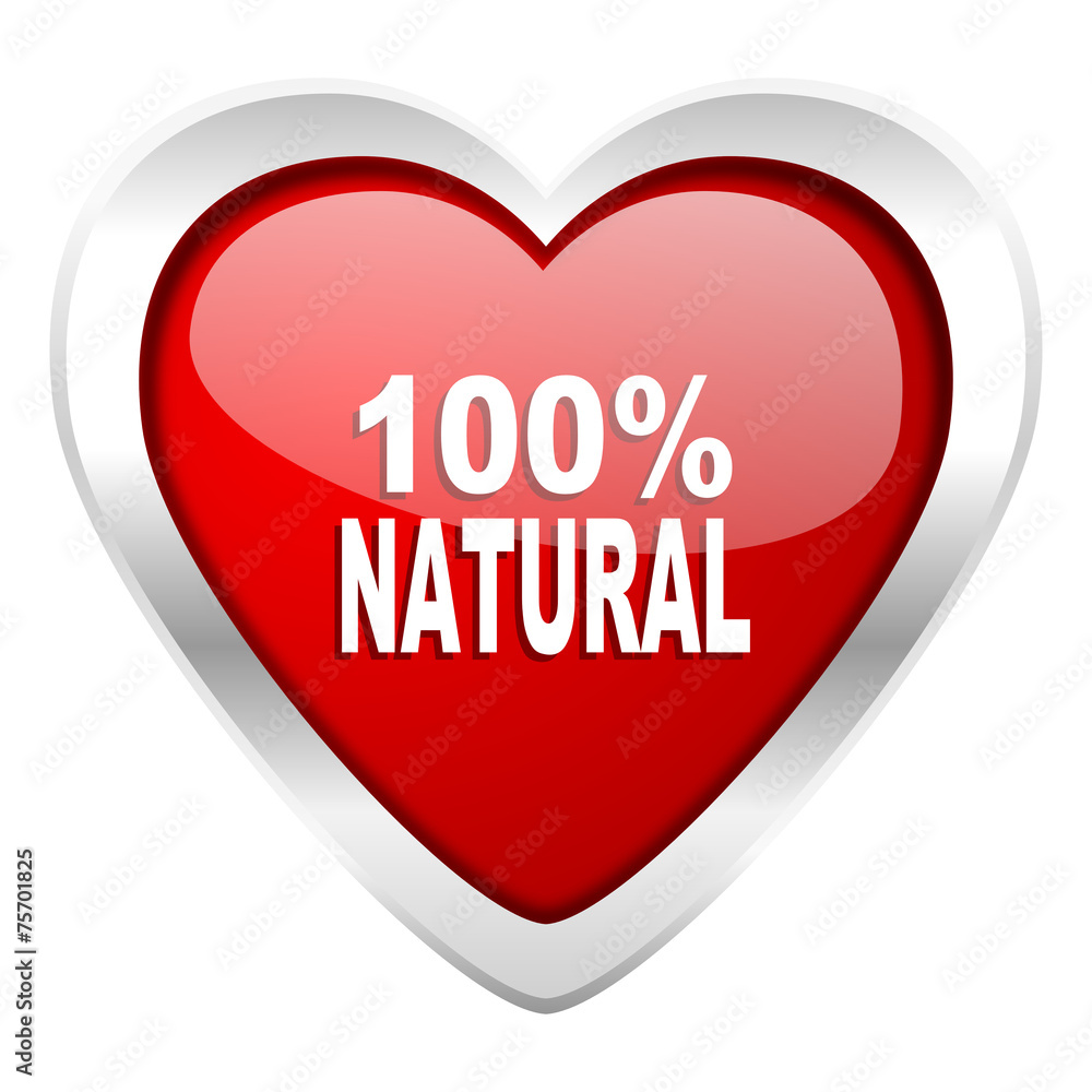 natural valentine icon 100 percent natural sign