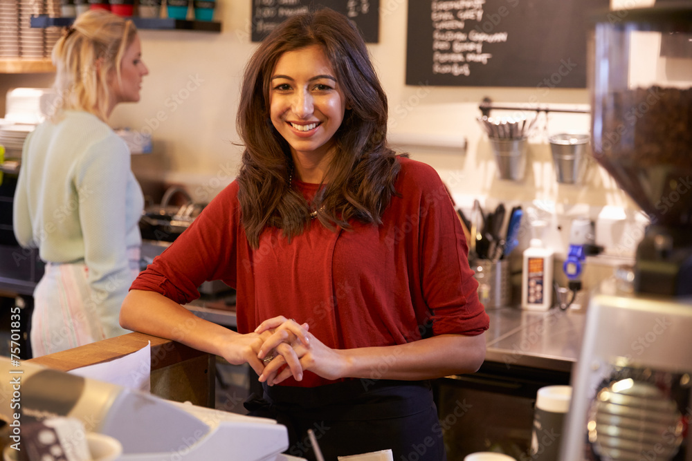 Portrait Of Two Women Running Coffee Shop Together Portrait Of Two Women Running Coffee Shop Together
