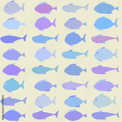 seamless vector pattern with school of fish