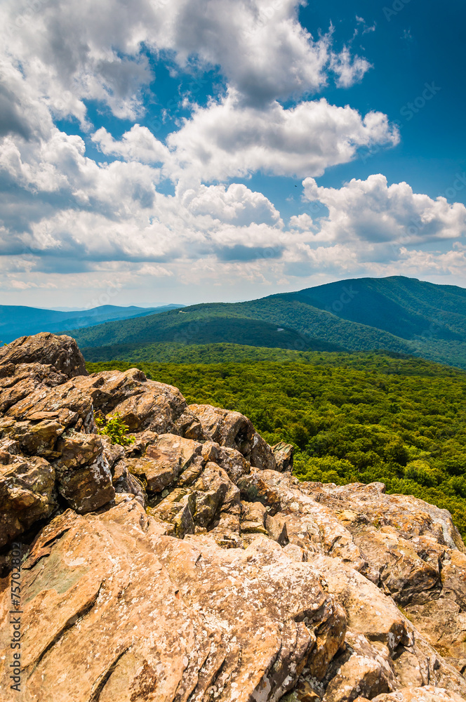 View of the Blue Ridge Mountains from cliffs on South Marshall,