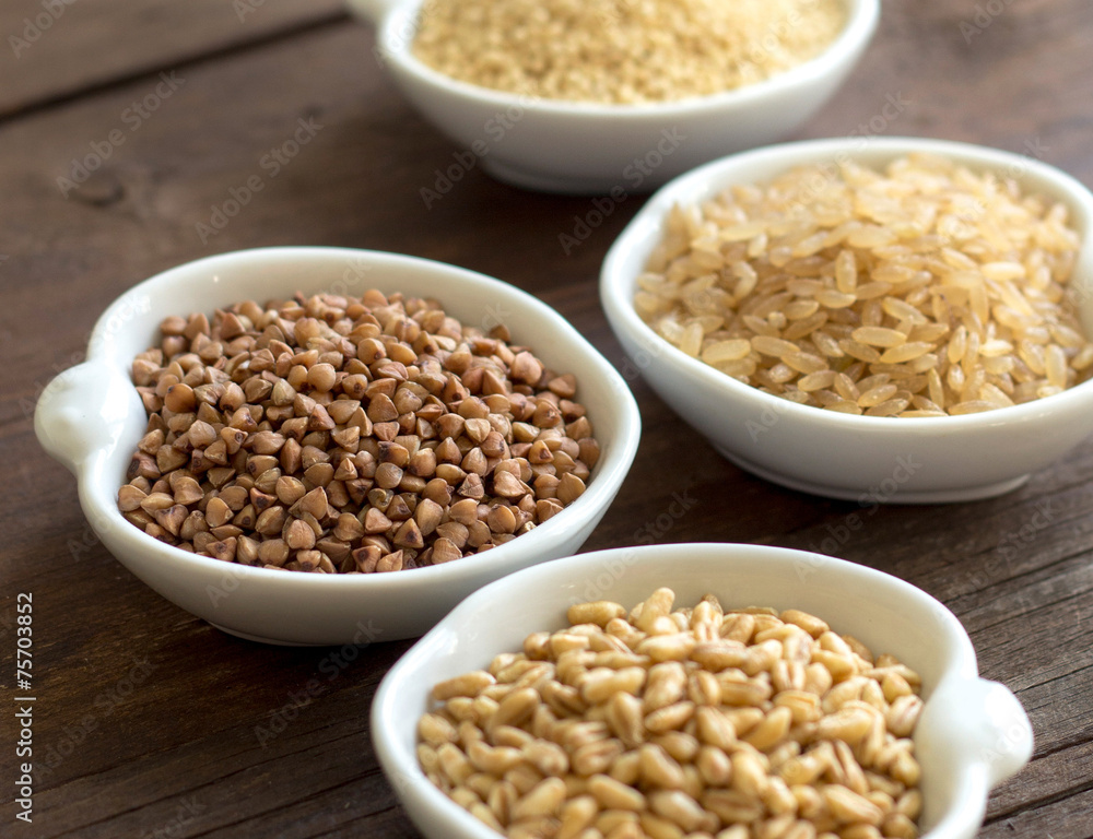 Cereals in bowls close up
