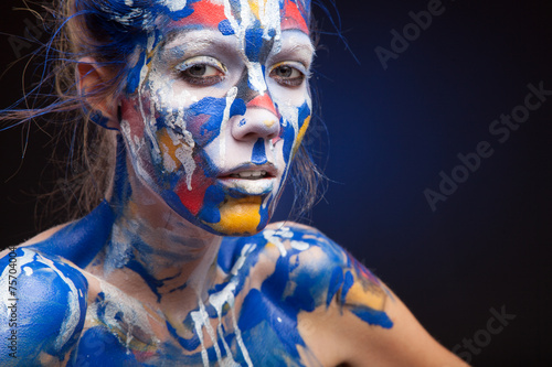 crazy color face art women portrait