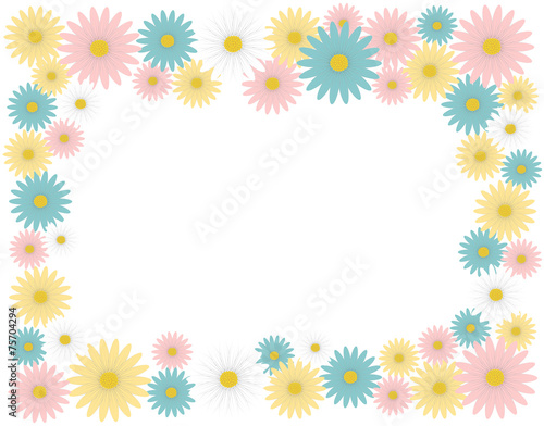 A flower frame made with pastel color daisies
