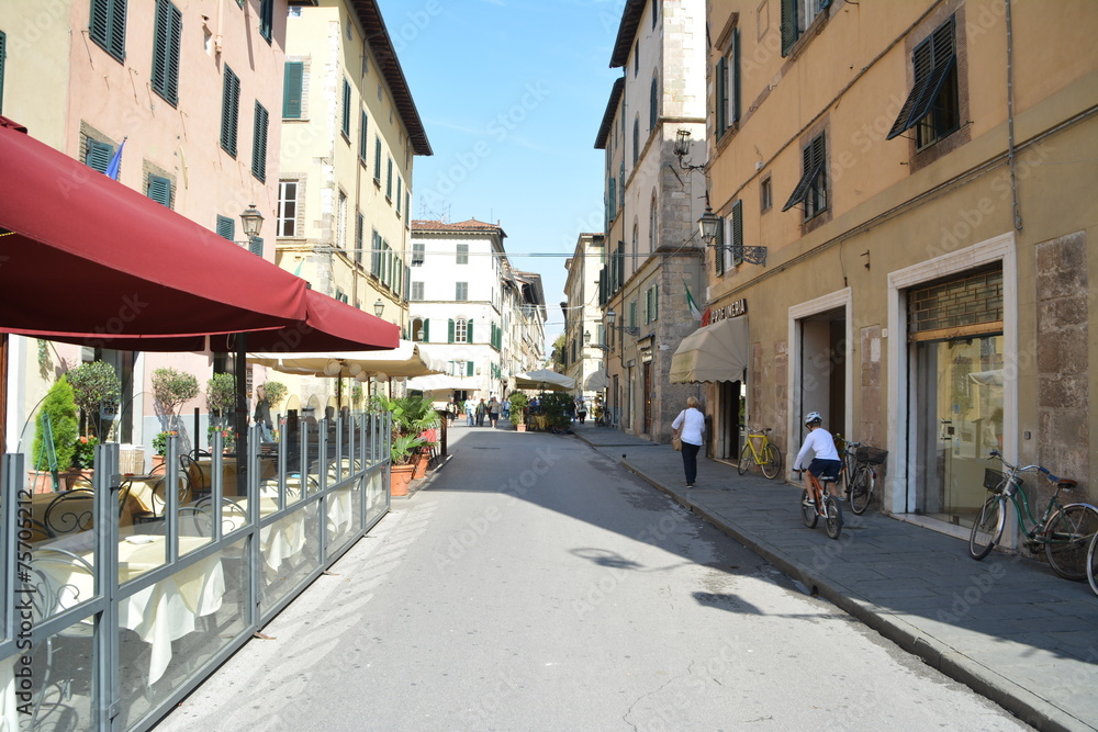 Terrace on italian street on a sunny day
