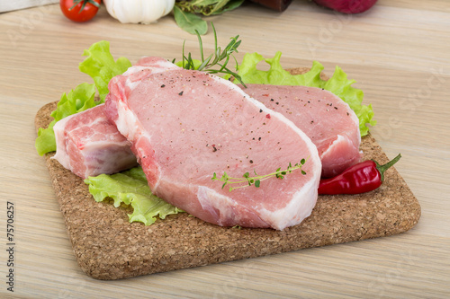 Raw pork steak