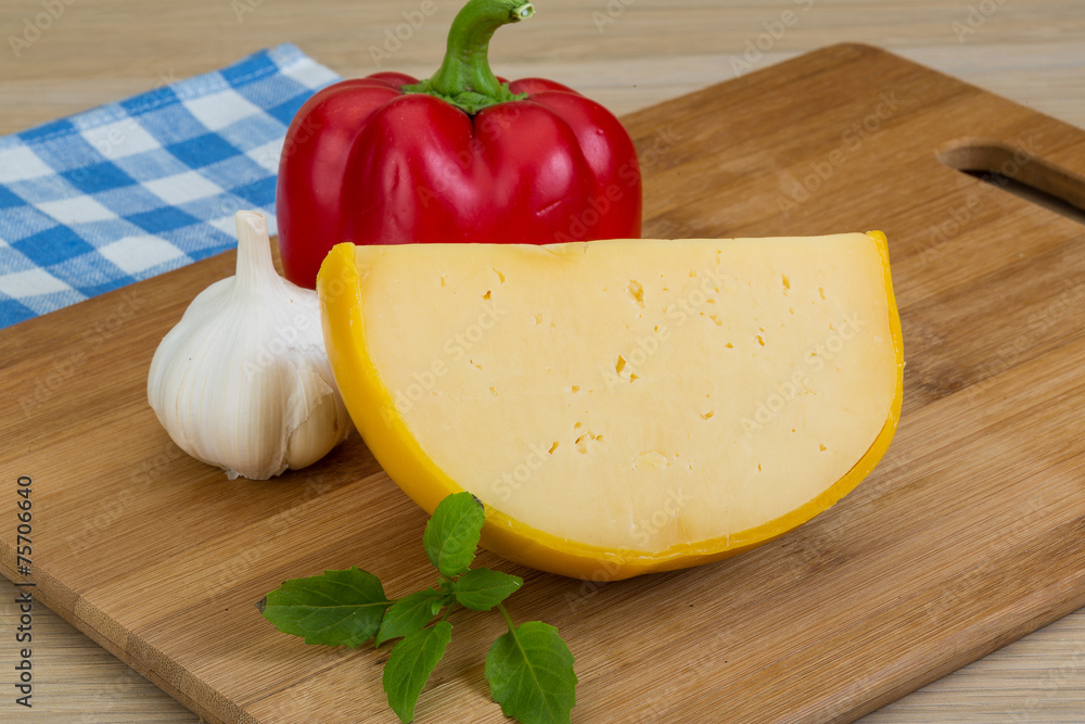 Yellow round cheese