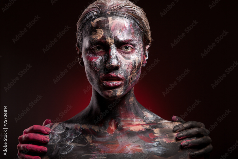 art photo of a beautiful woman with painted face art art photo of a beautiful woman with painted face art