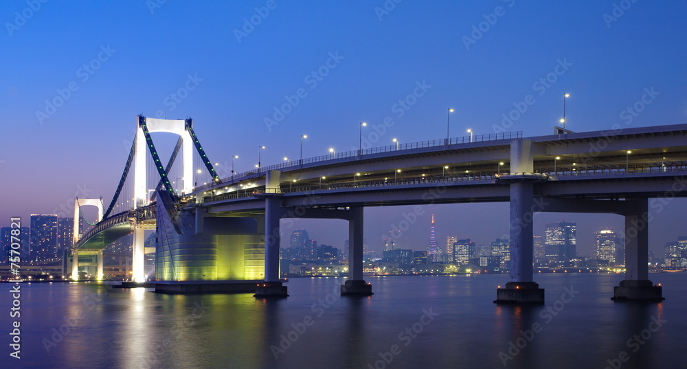 View of Tokyo bay with Tokyo rainbow bridge View of Tokyo bay with Tokyo rainbow bridge