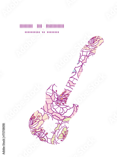 Vector colorful line art flowers guitar music silhouette pattern