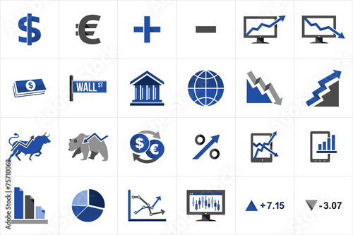 Stock market finance icon set