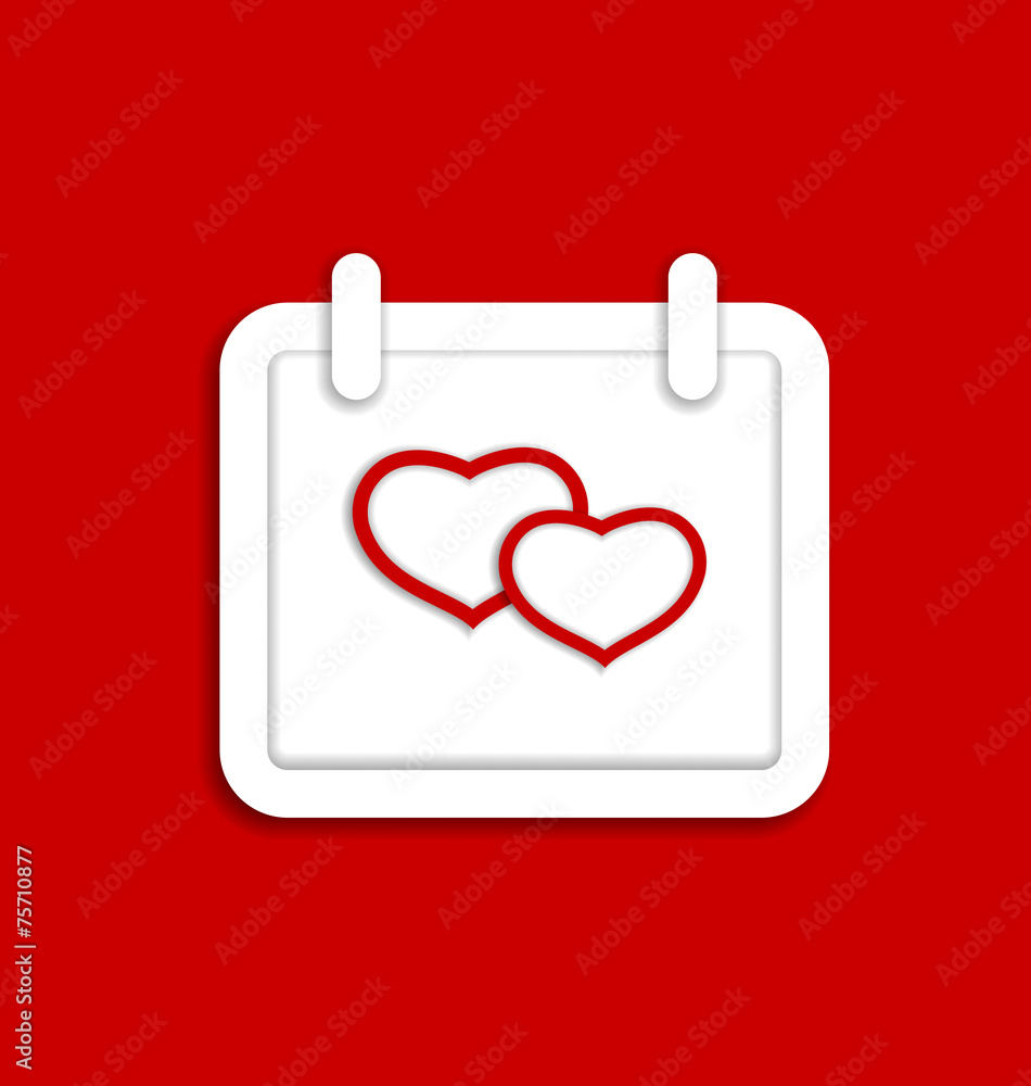Calendar icon for Valentines day with hearts Calendar icon for Valentines day with hearts