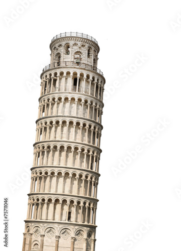 Leaning tower of Pisa, Italy. Isolated on white
