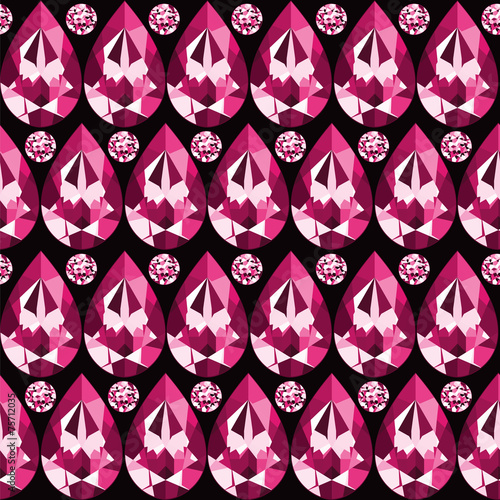 Seamless pattern of pink rubies