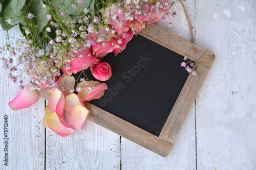 Grußkarte - rosa Rosen mit ...