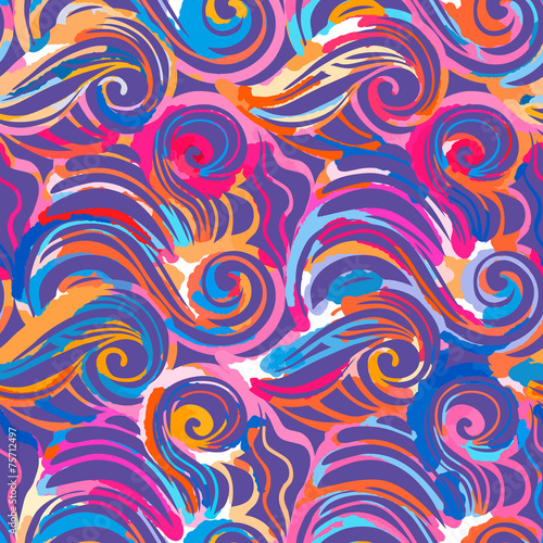 Fototapeta Naklejka Na Ścianę i Meble -  Watercolor inspiration seamless wave pattern