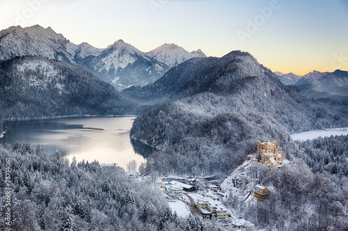 Hohenschwangau Castle at wintertime, Alps, Germany