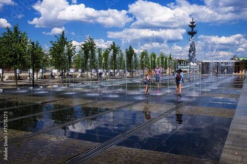 Fountain on the Crimean Embankment, Moscow, Russia