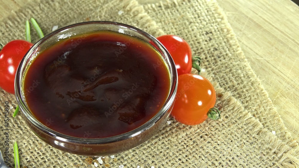 Rotating BBQ Sauce (not seamless loopable) as 4K UHD footage Rotating BBQ Sauce (not seamless loopable) as 4K UHD footage