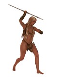 Cave girl huntress with stone spear