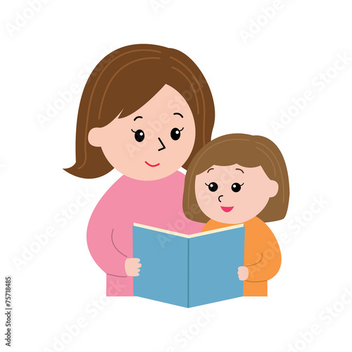 Mother and daughter reading a book together - family book club image