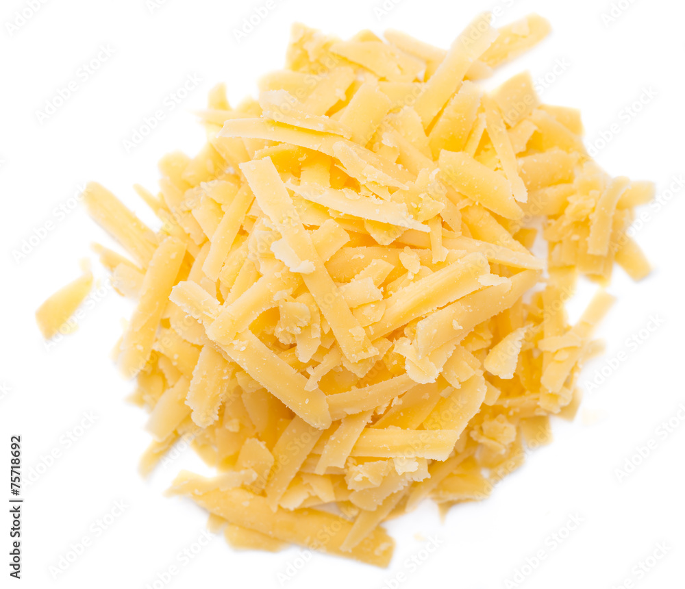 Grated Cheddar isolated on white Grated Cheddar isolated on white