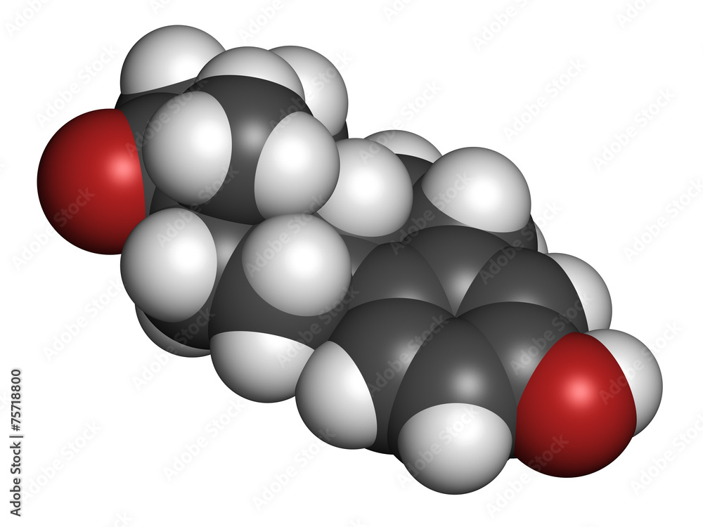 Estrone (oestrone) human estrogen hormone molecule. Estrone (oestrone) human estrogen hormone molecule.